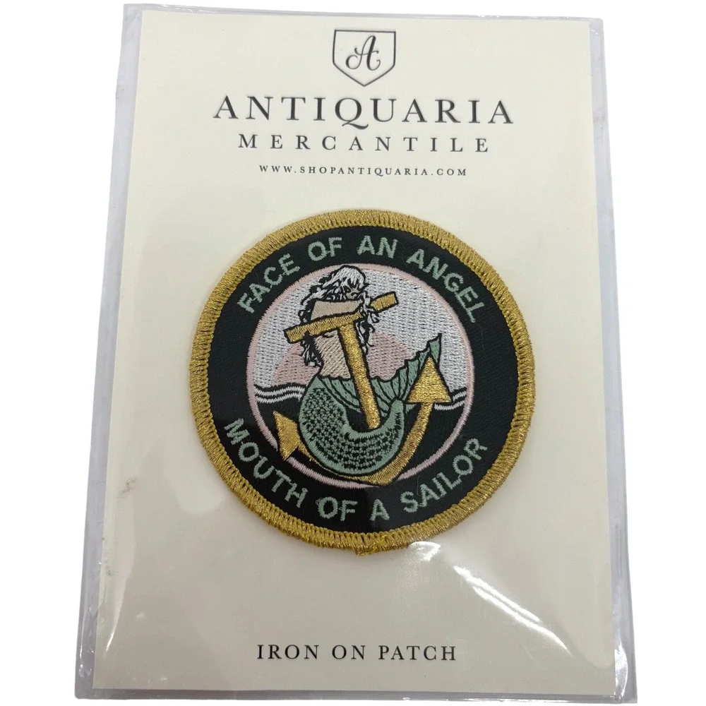 Antiquaria Mercantile Face of an Angel Mouth of a Sailor Mermaid Iron On‎ Patch